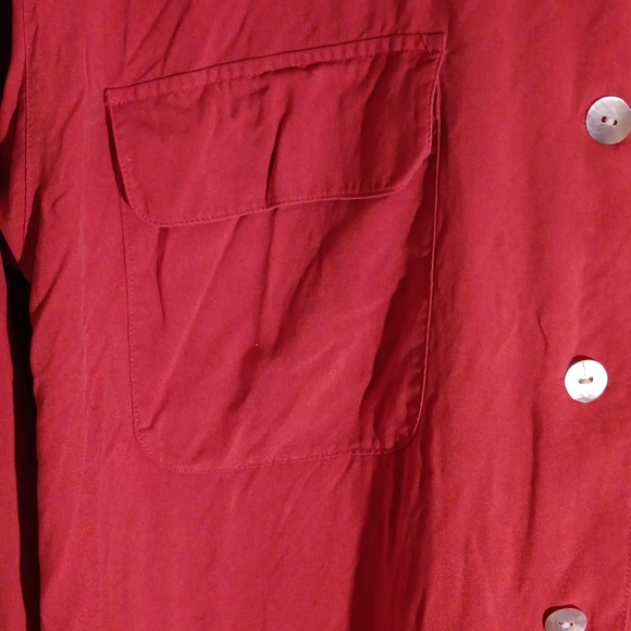 RUST COLOR SILK BLOUSE Double Pockets - Picture 4 of 4